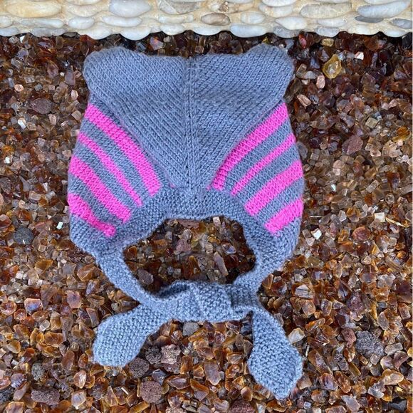 Kitty Cat Girls Grey and Pink Knit Hat. One Size. VGUC! - Picture 4 of 6